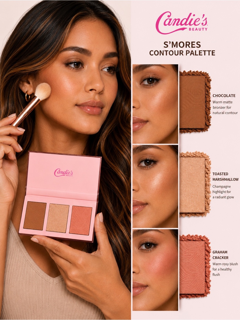 Candie’s Beauty S’Mores Contour Palette Bronzer Highlighter Blush NIB - Picture 5 of 6